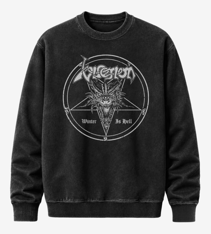 Poleron Polo Acid Wash Negro de Winter is Hell