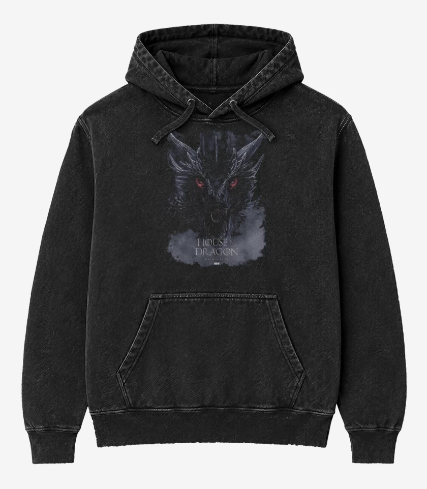 Poleron Canguro Acid Wash Negro de Balerion