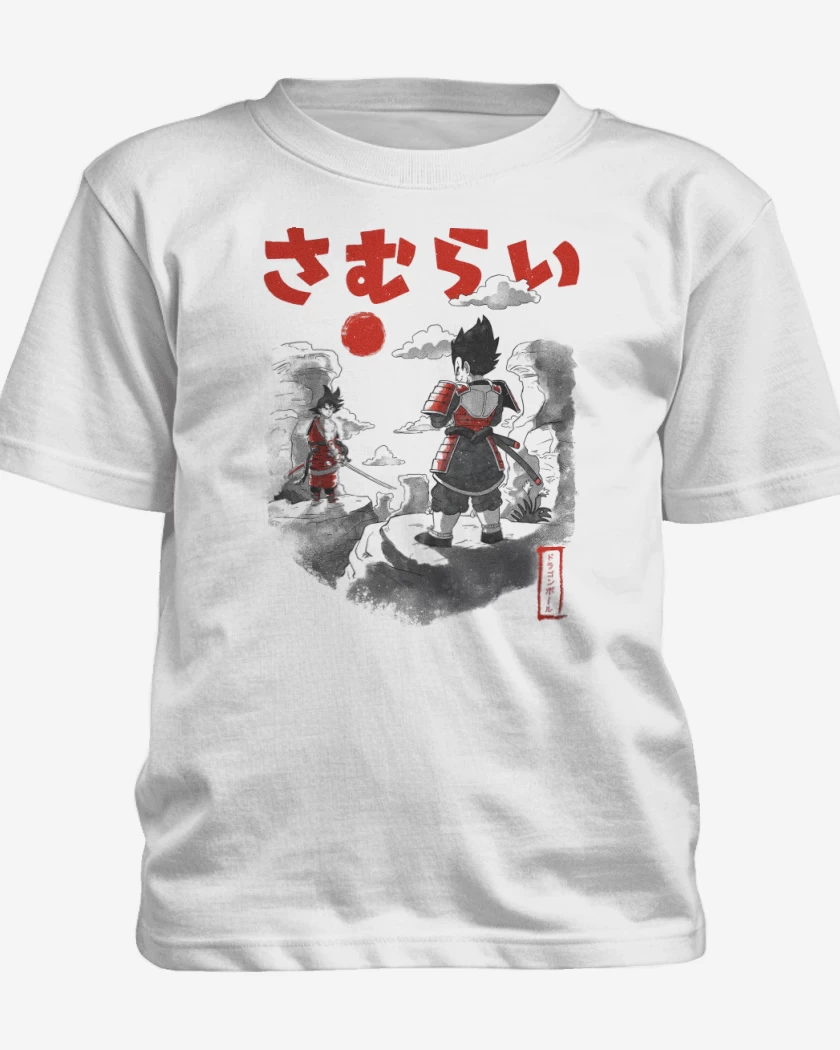 Polera de niño Blanco de Saiyan Samurai Battle
