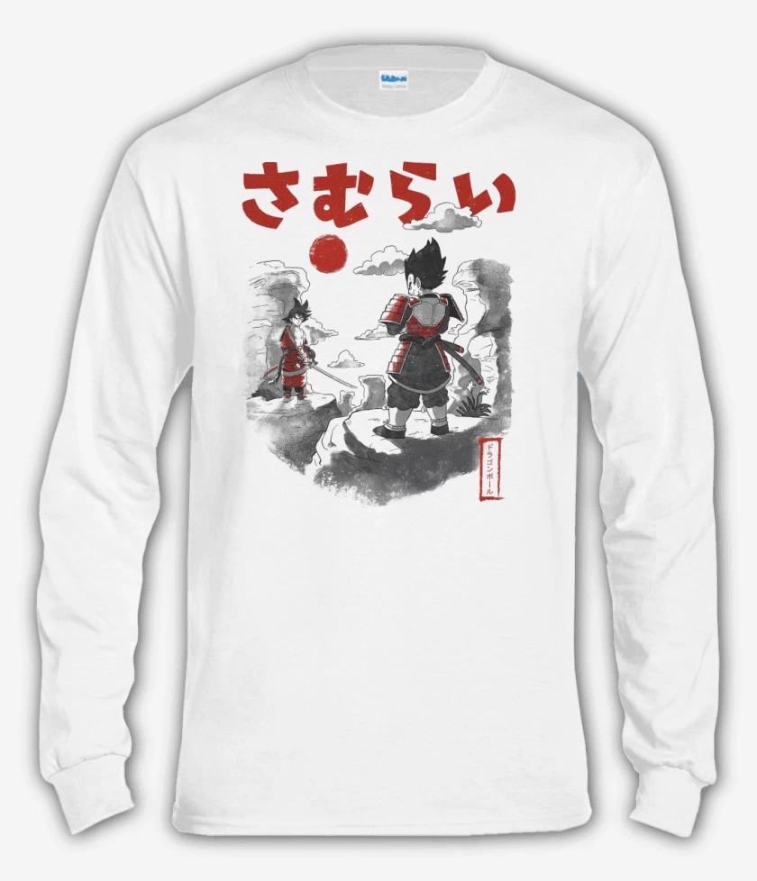 Polera manga larga Blanco de Saiyan Samurai Battle