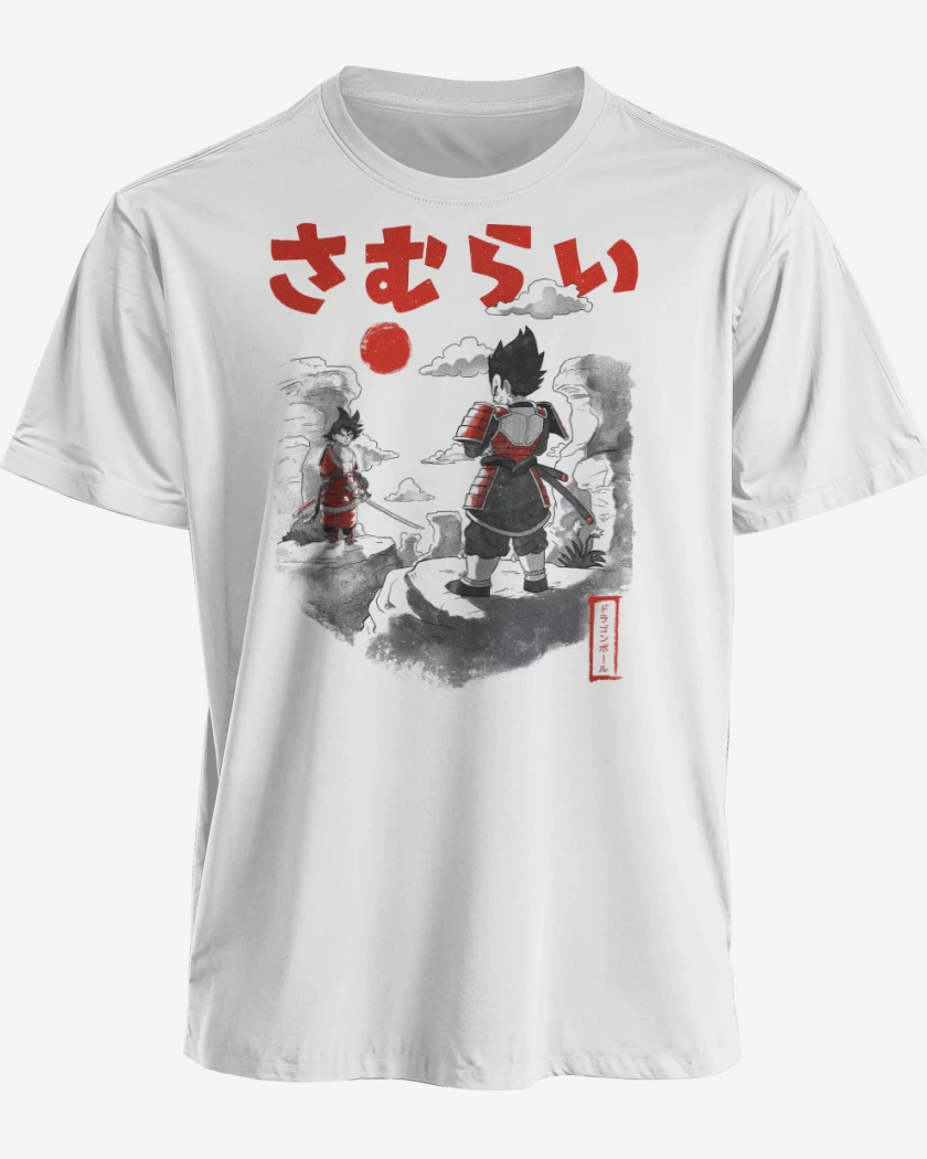 Polera premium Blanco de Saiyan Samurai Battle