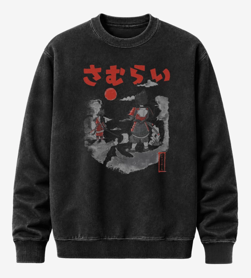 Poleron Polo Acid Wash Negro de Saiyan Samurai Battle