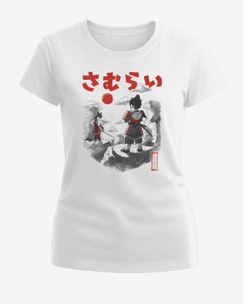 Polera de Mujer Blanco de Saiyan Samurai Battle