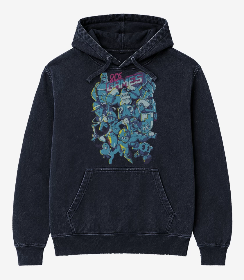 Poleron Canguro Acid Wash 80s Games