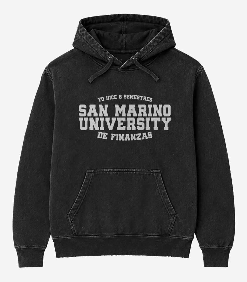 Poleron Canguro Acid Wash Negro de San marino university