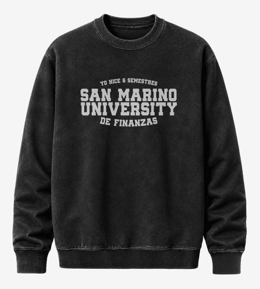 Poleron Polo Acid Wash Negro de San marino university