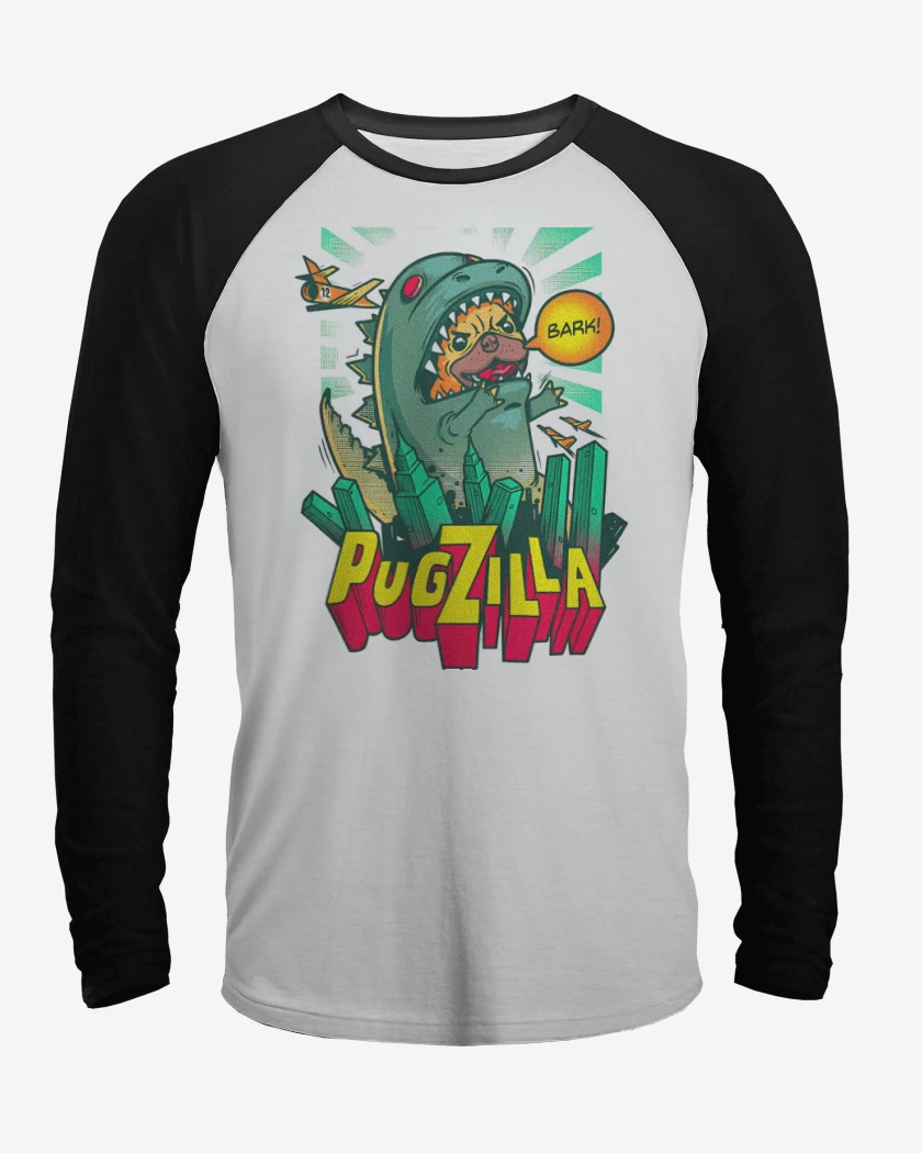 Polera Raglan Blanco / Negro de Pugzilla