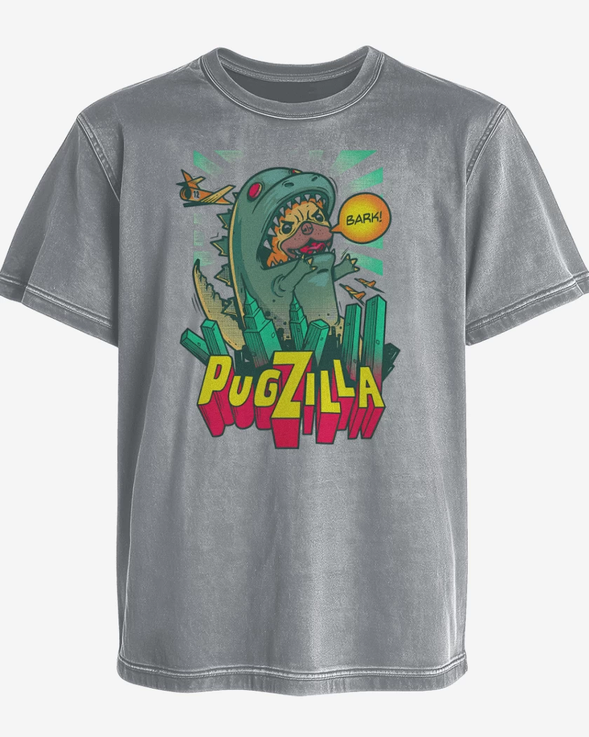 Polera desgastada Gris Melange de Pugzilla