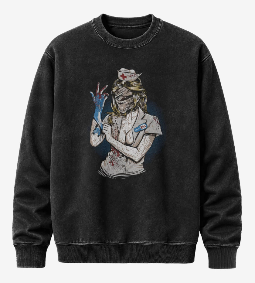 Poleron Polo Acid Wash Negro de Silent Hill Nurse
