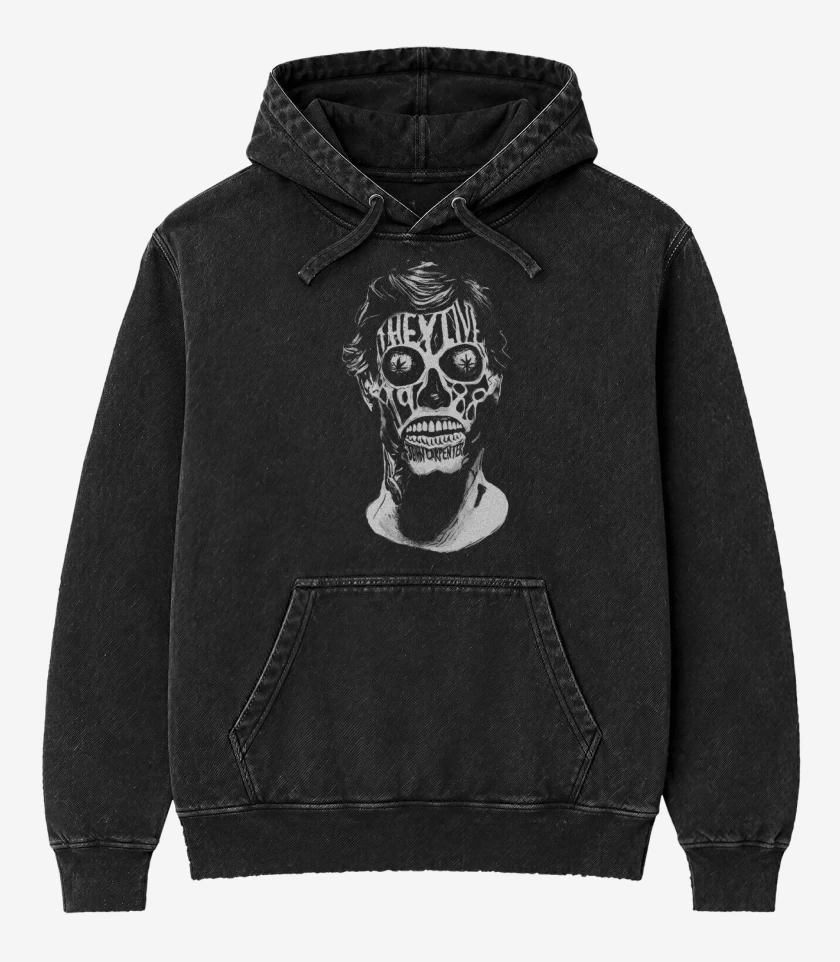 Poleron Canguro Acid Wash Negro de They Live Carpenter