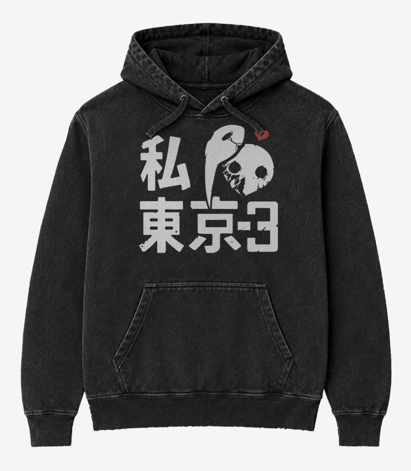Poleron Canguro Acid Wash Negro de Heart tokyo