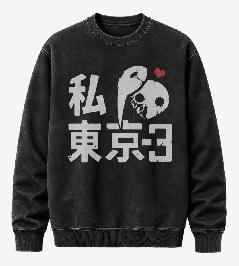 Poleron Polo Acid Wash Negro de Heart tokyo