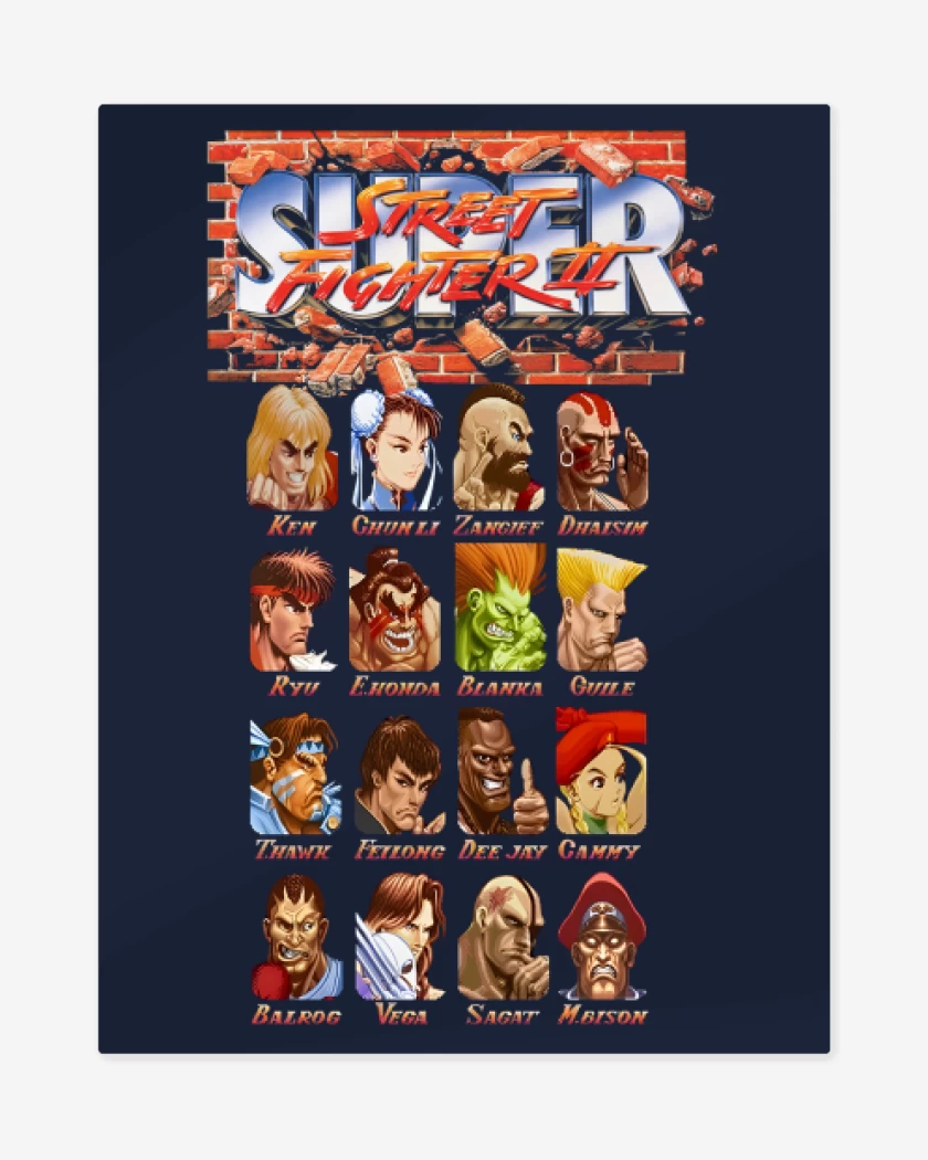 Print metalico Azul Marino de Super Street Fighter II