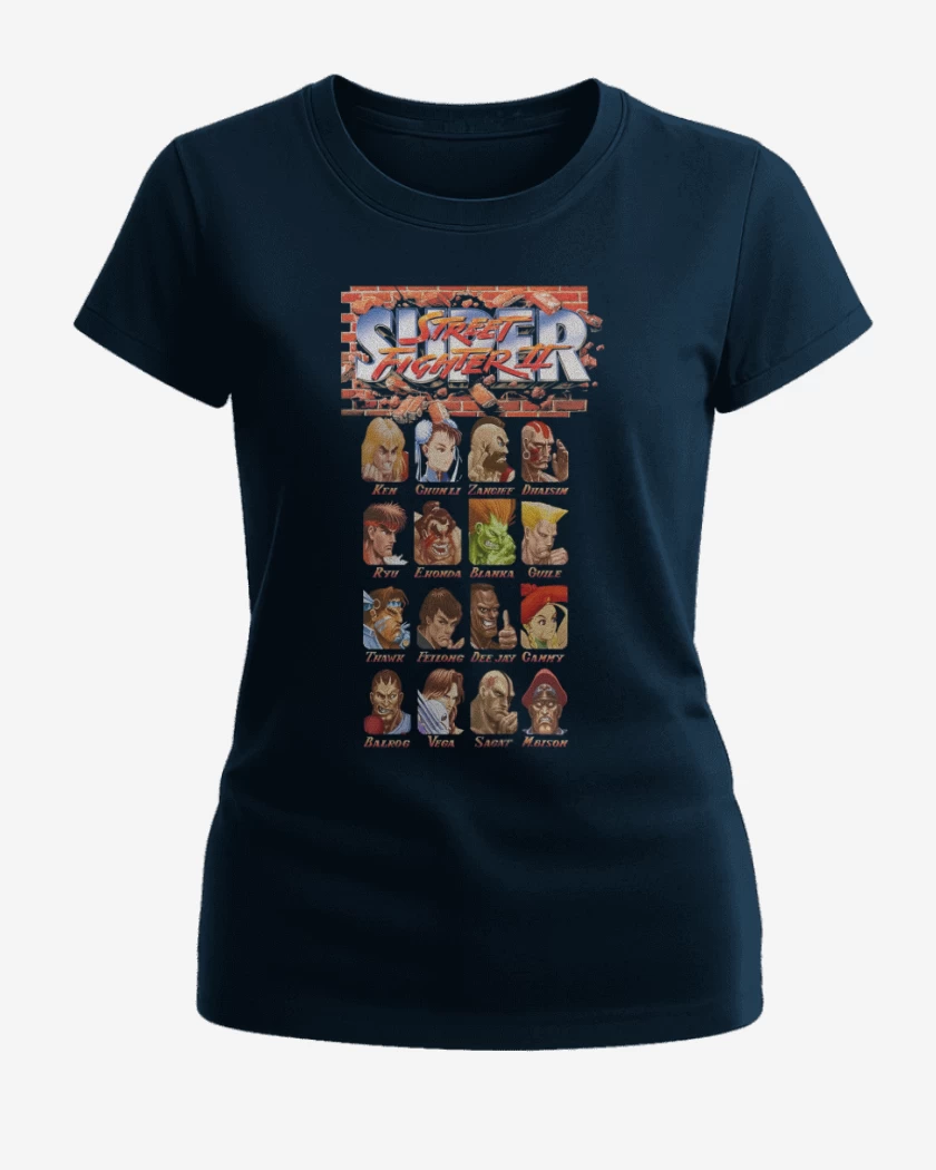 Polera de Mujer Azul Marino de Super Street Fighter II