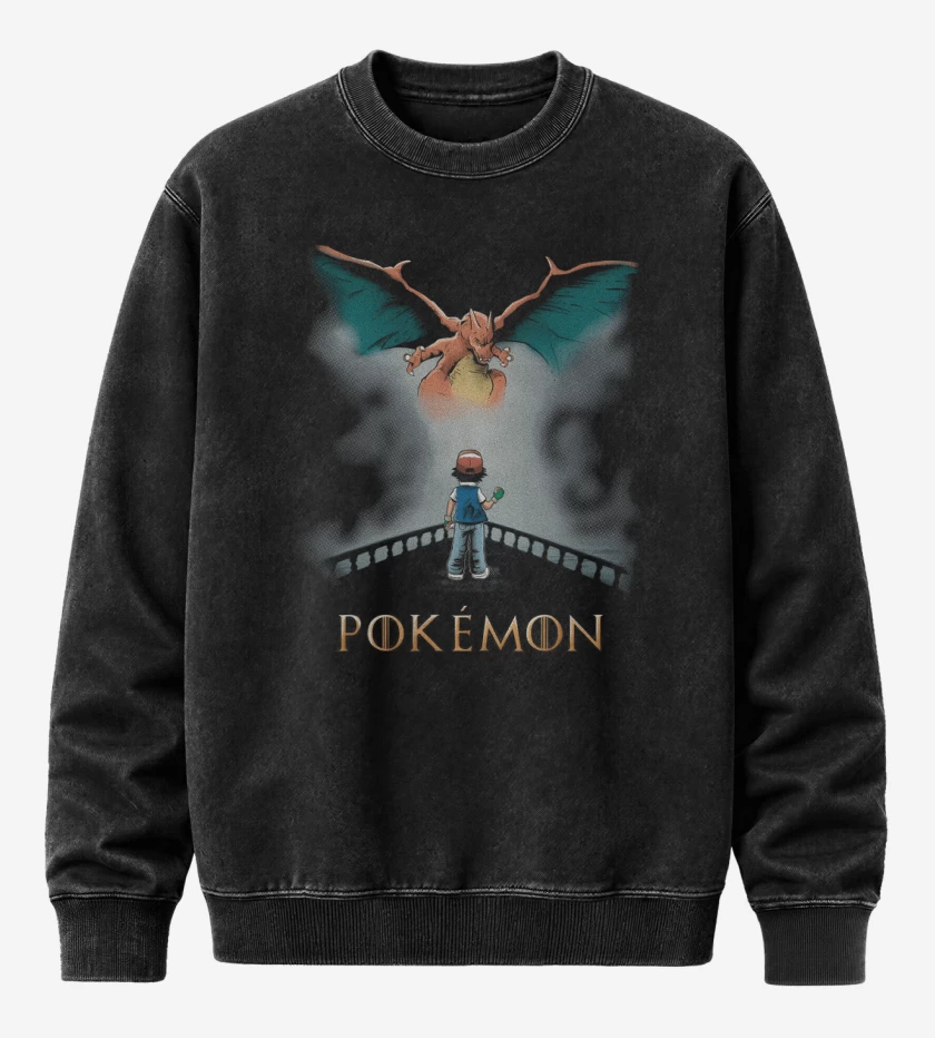 Poleron Polo Acid Wash Negro de Pokethrone