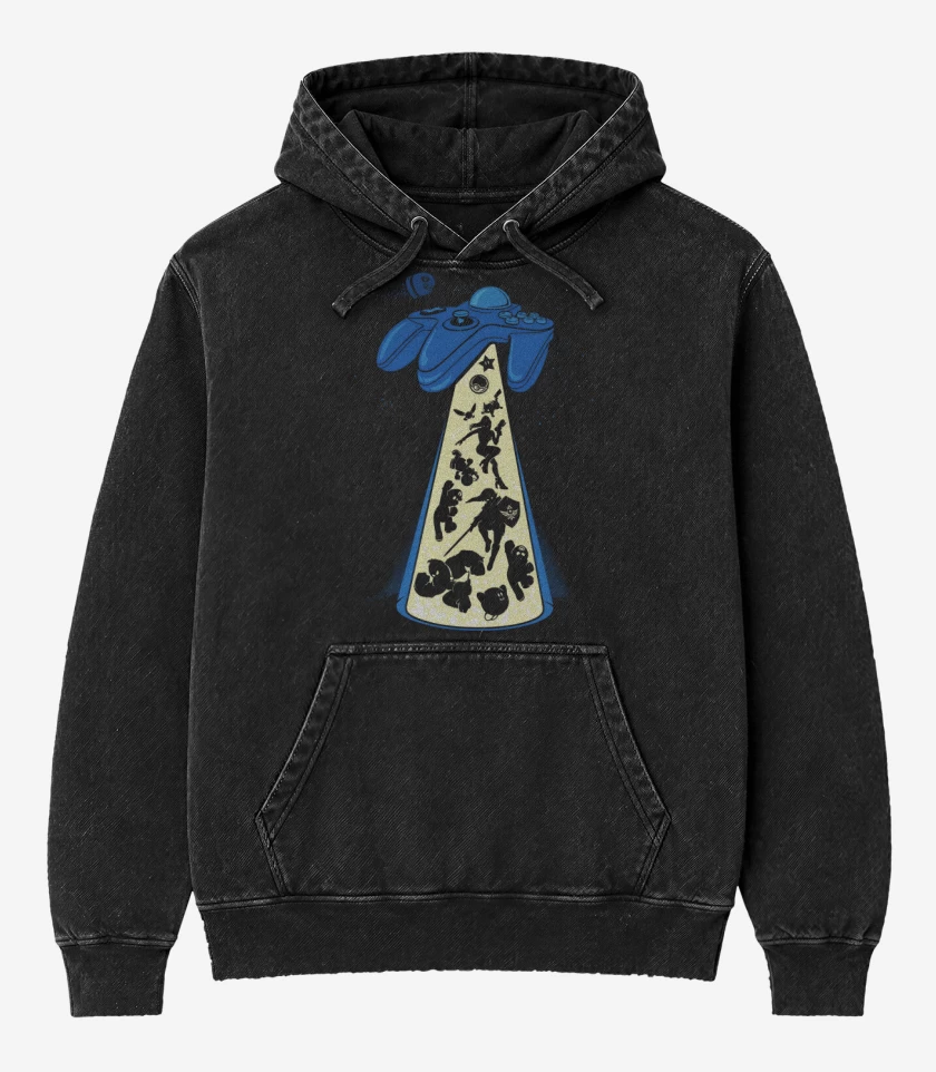 Poleron Canguro Acid Wash Negro de Área 64