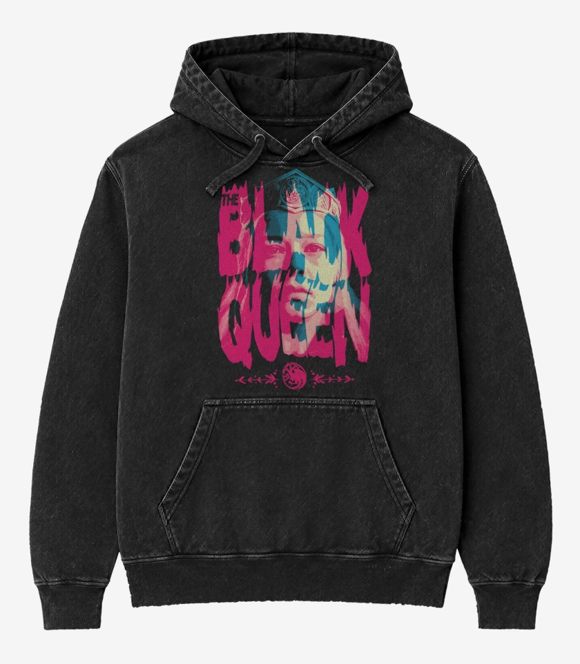 Poleron Canguro Acid Wash Negro de The Black Queen