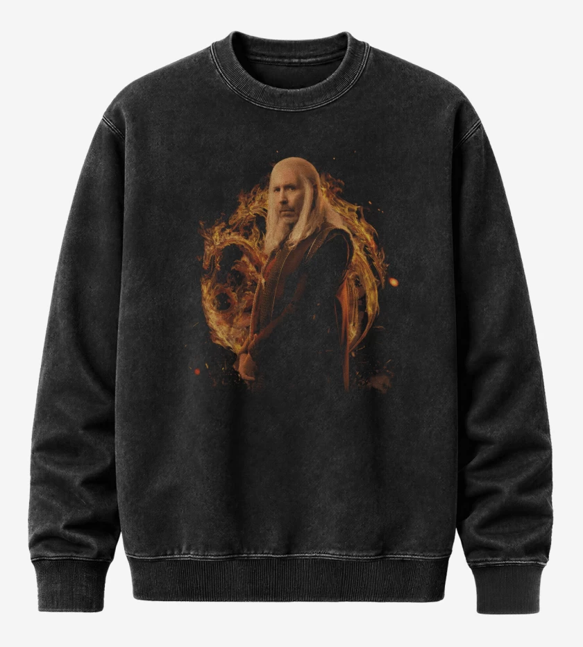 Poleron Polo Acid Wash Negro de Viserys Targaryen 