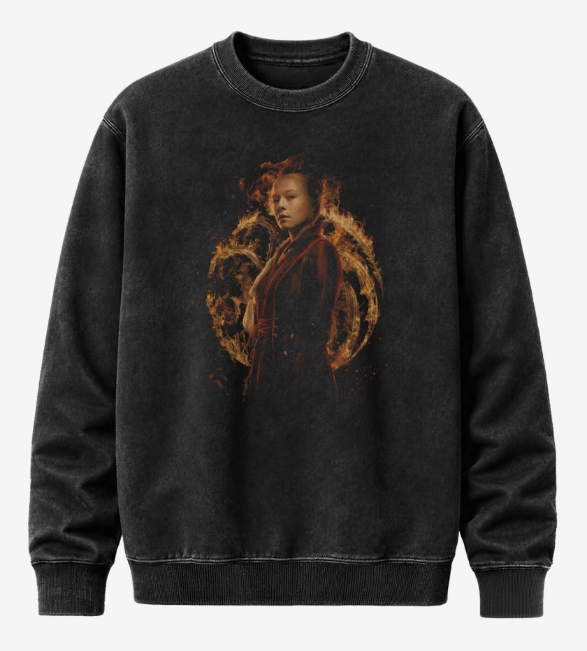 Poleron Polo Acid Wash Negro de Rhaenyra Targaryen