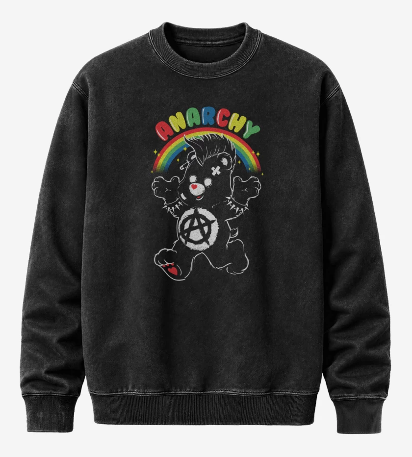 Poleron Polo Acid Wash Negro de Anarcute