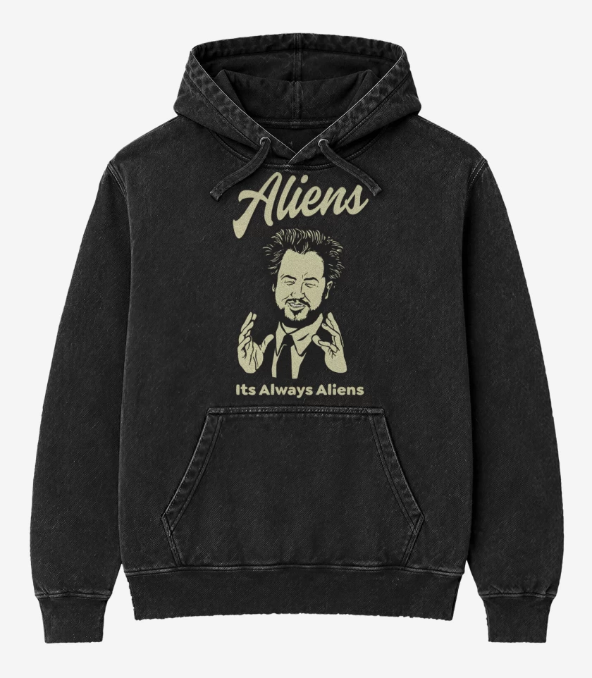 Poleron Canguro Acid Wash Negro de Aliens 2