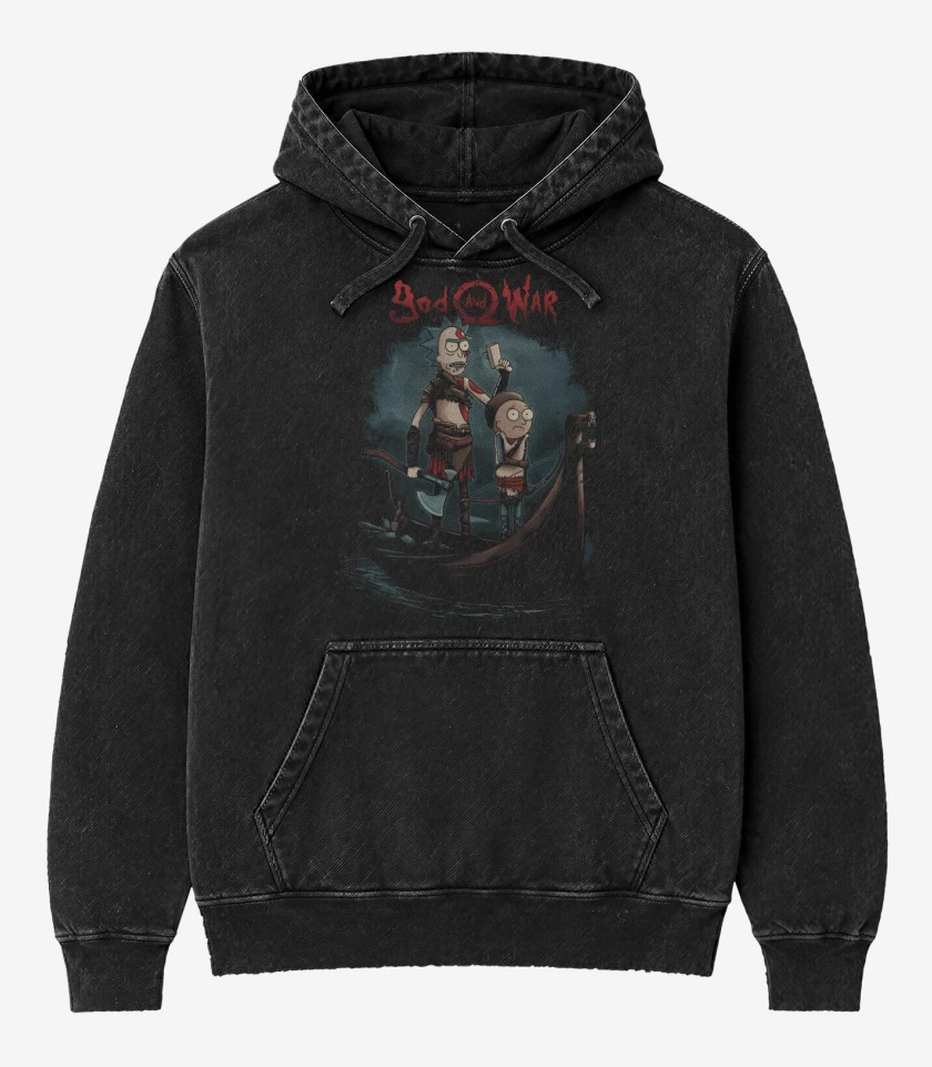 Poleron Canguro Acid Wash Negro de God and War