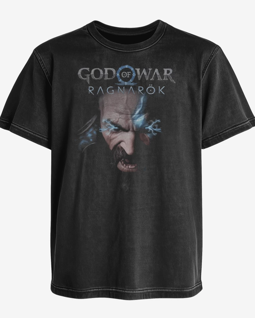 Polera desgastada Negro de Kratos Ragnarok
