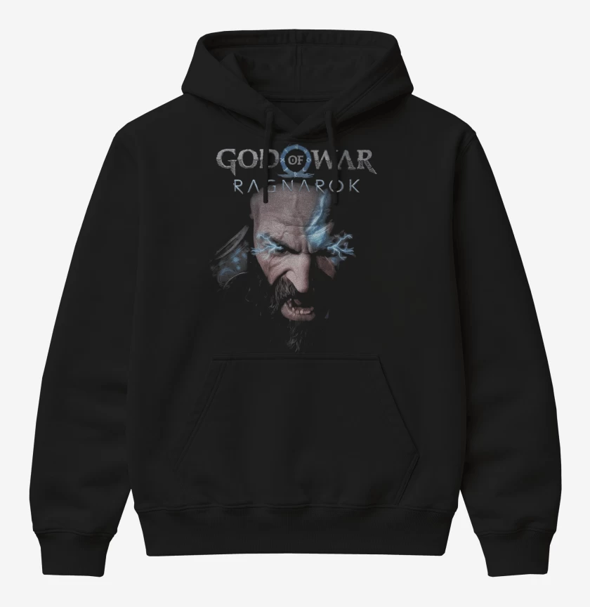 Poleron Canguro básico Negro de Kratos Ragnarok