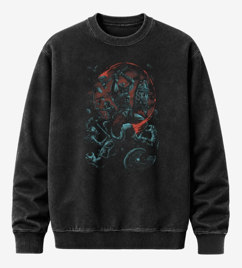 Poleron Polo Acid Wash God of War 2018