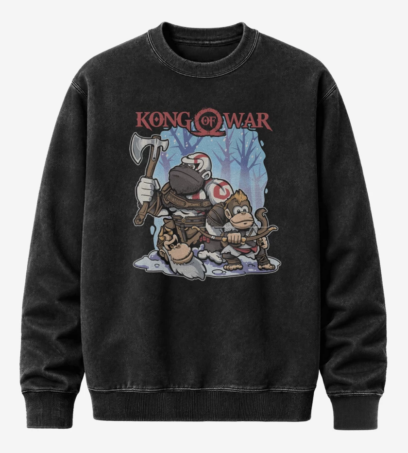 Poleron Polo Acid Wash Negro de Kong of War 