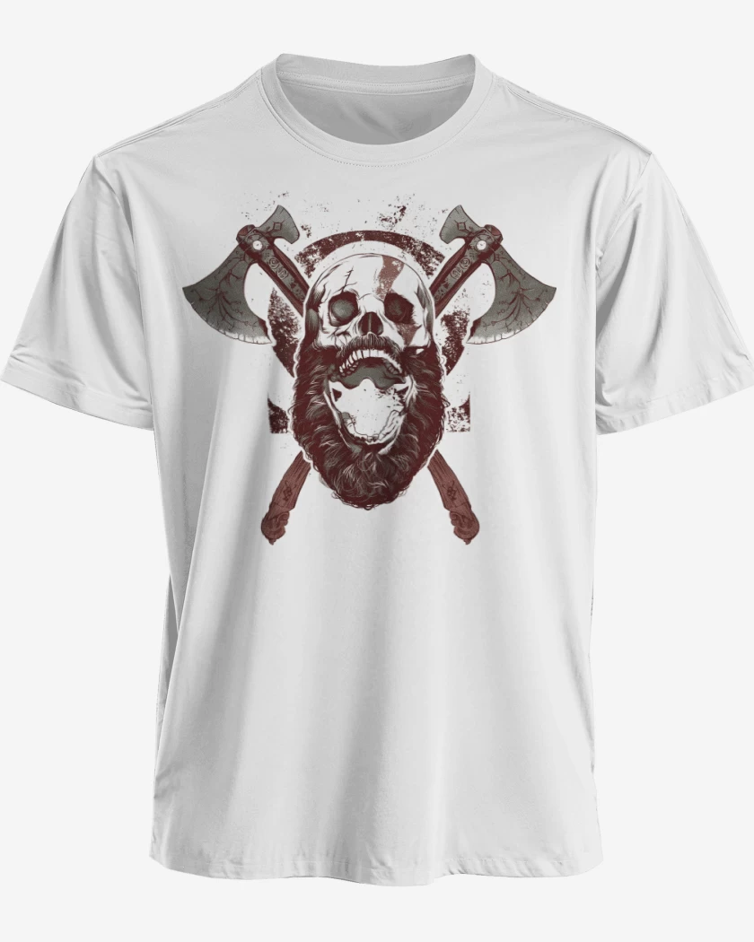 Polera premium Blanco de Kratos Vikingo 2