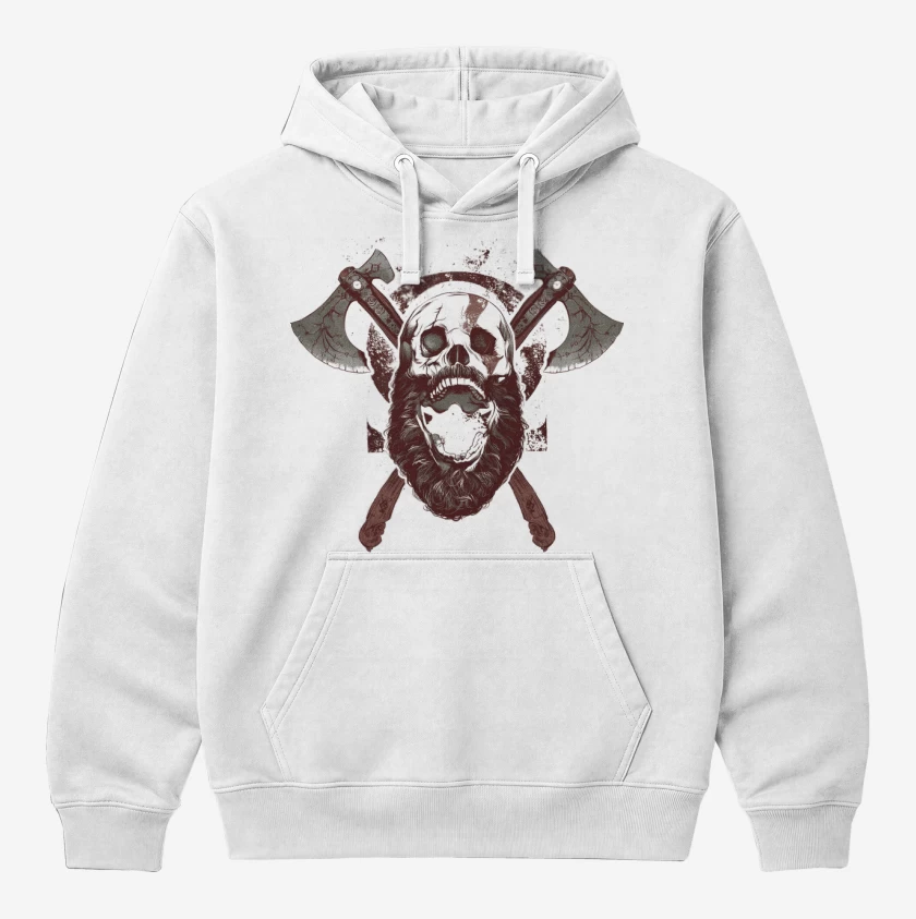 Polerón Canguro Blanco de Kratos Vikingo 2
