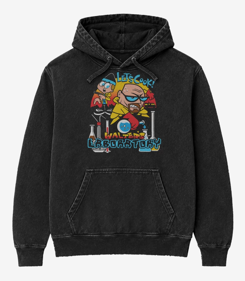 Poleron Canguro Acid Wash Negro de El laboratorio de Walter
