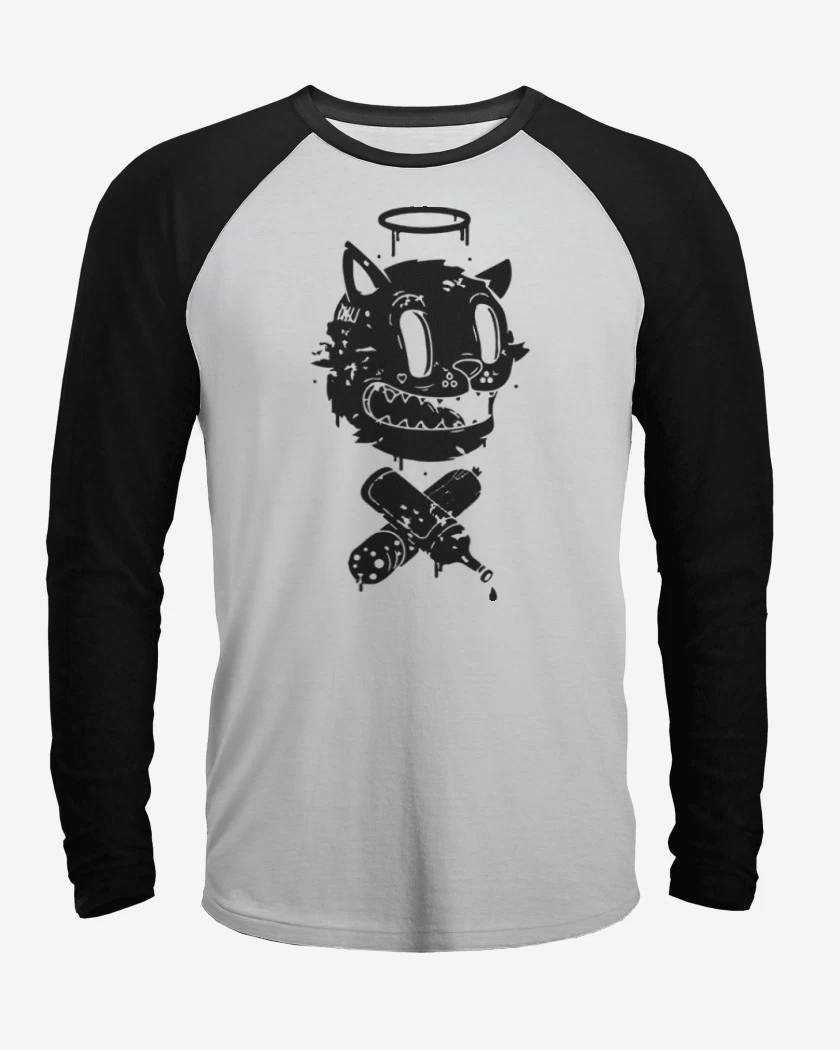 Polera Raglan Black cat vinyl X