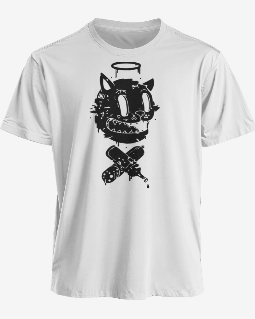 Polera premium Blanco de Black cat vinyl X