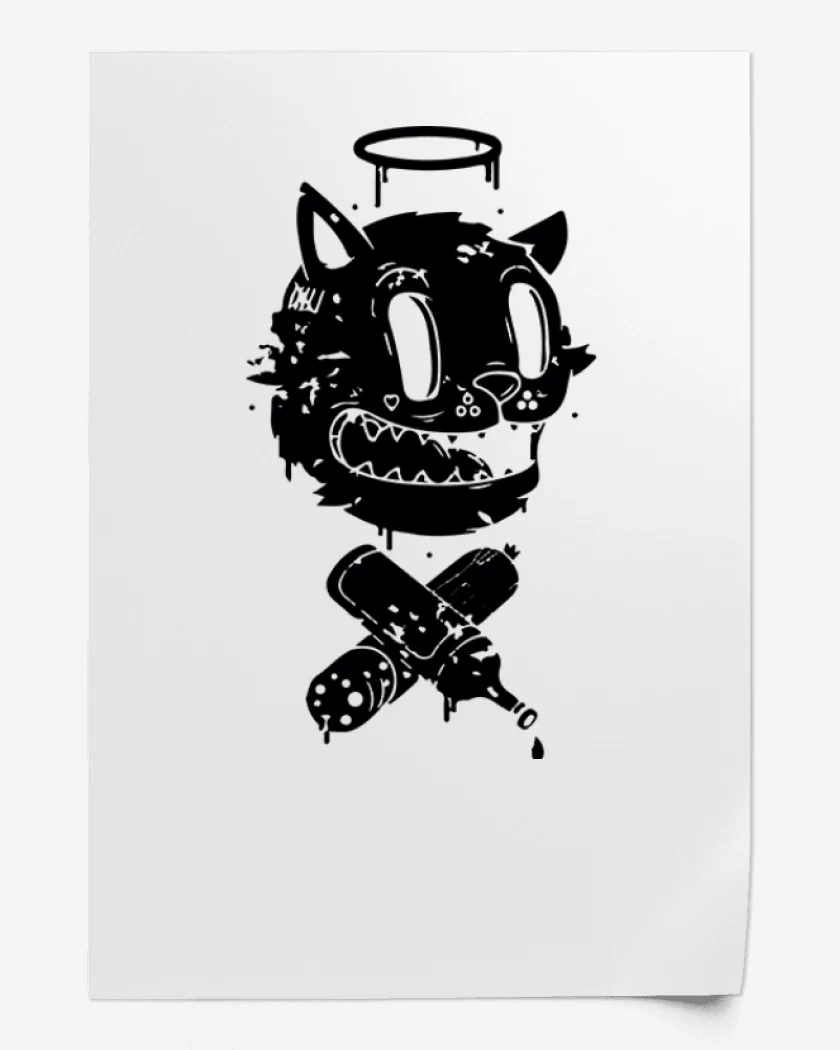 Print Black cat vinyl X