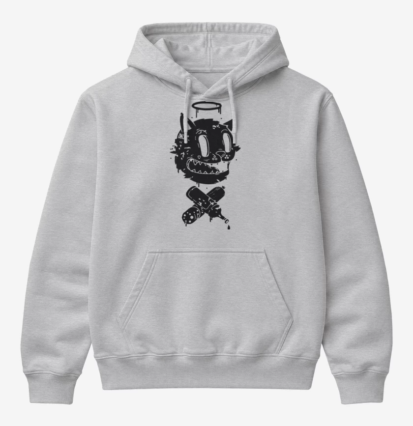 Poleron Canguro básico Gris Melange de Black cat vinyl X