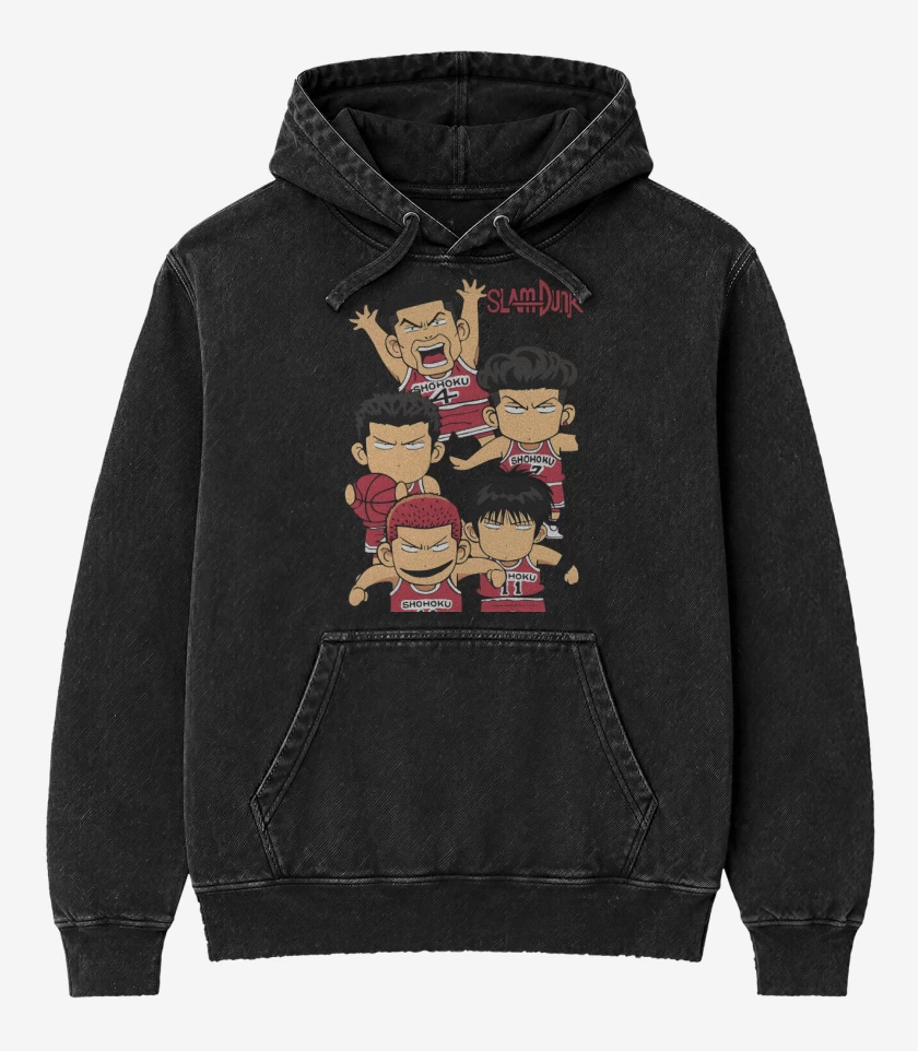 Poleron Canguro Acid Wash Negro de Shohoku Slam Dunk