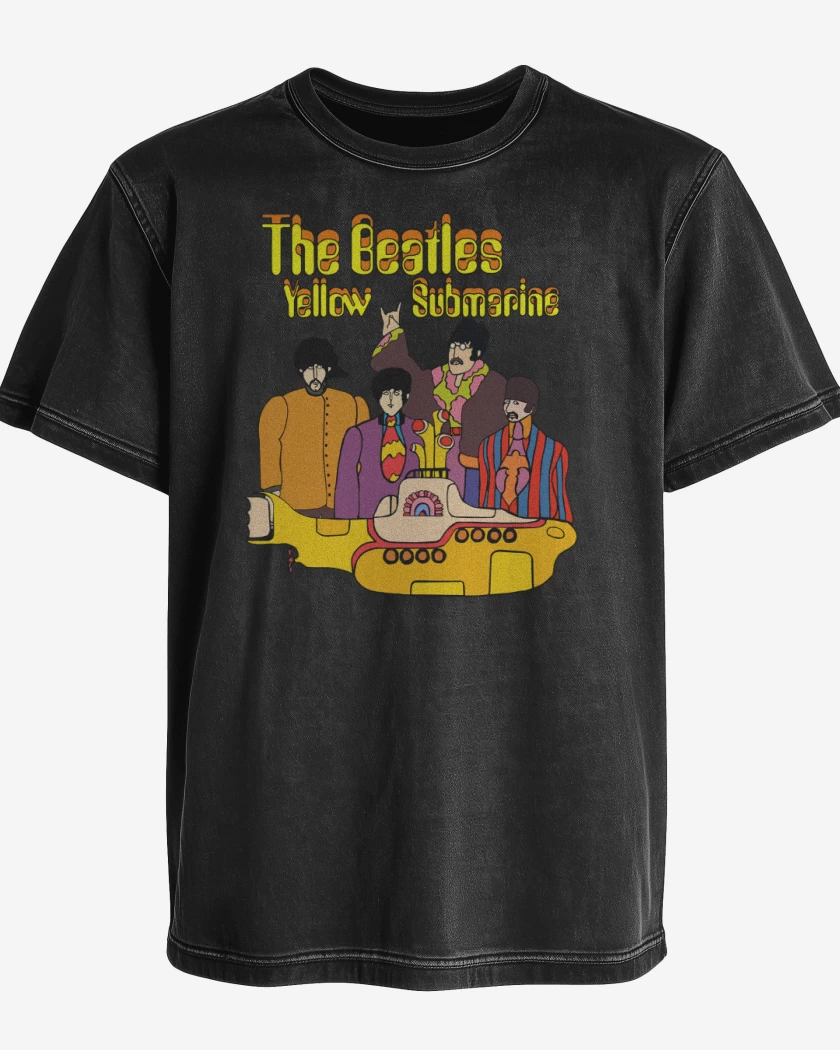 Polera desgastada Negro de Yellow Submarine