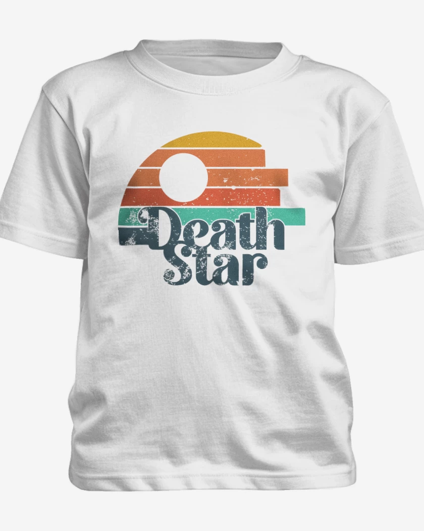 Polera de niño Blanco de Death Star Retro