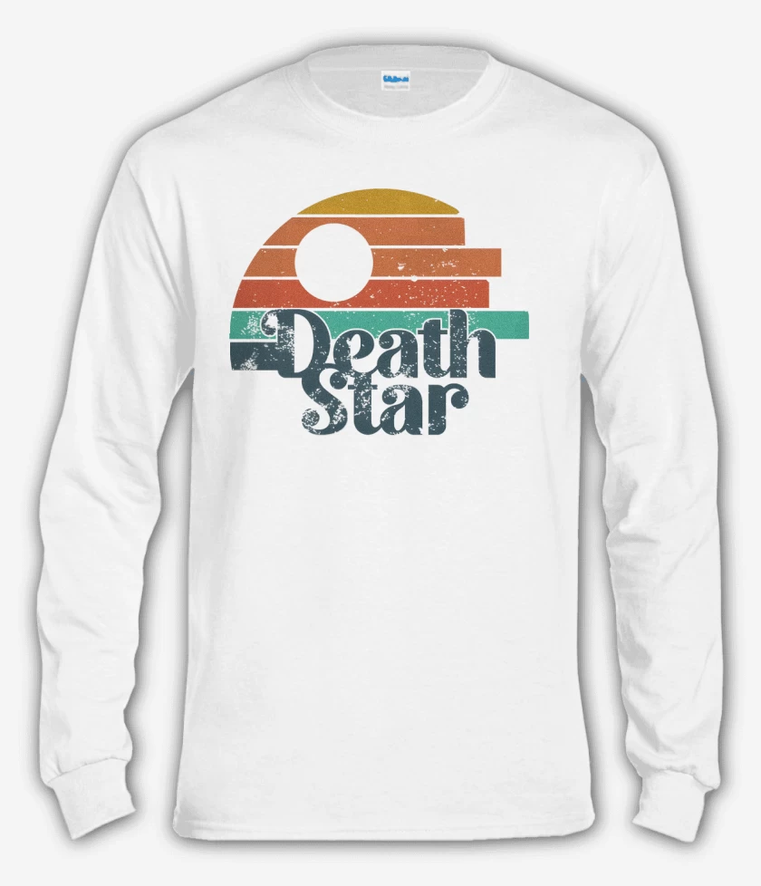 Polera manga larga Blanco de Death Star Retro