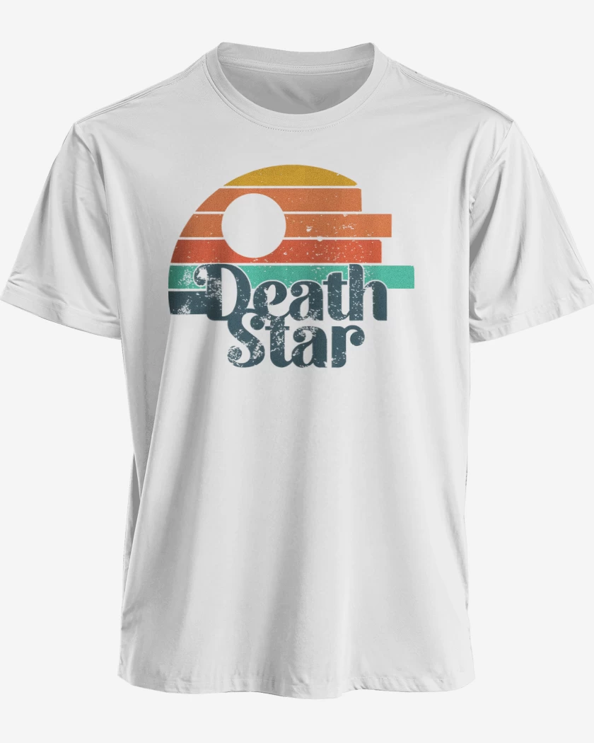 Polera premium Blanco de Death Star Retro