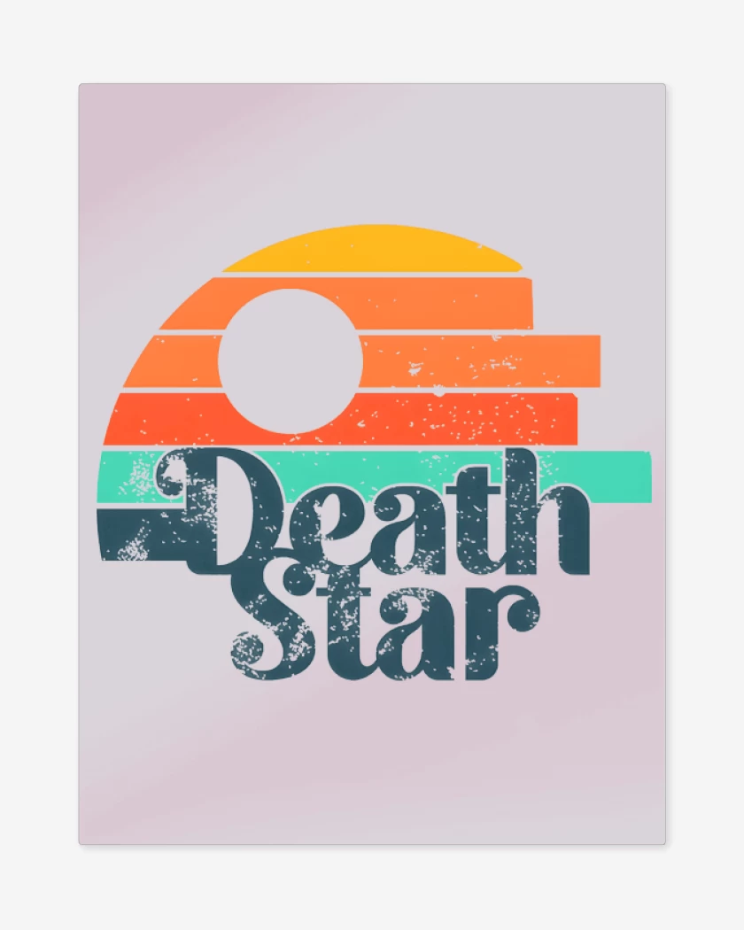 Print metalico Rosa Pastel de Death Star Retro
