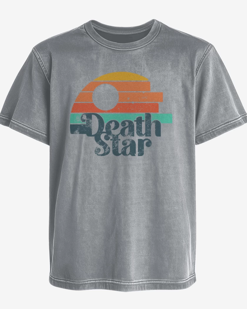 Polera desgastada Gris Melange de Death Star Retro