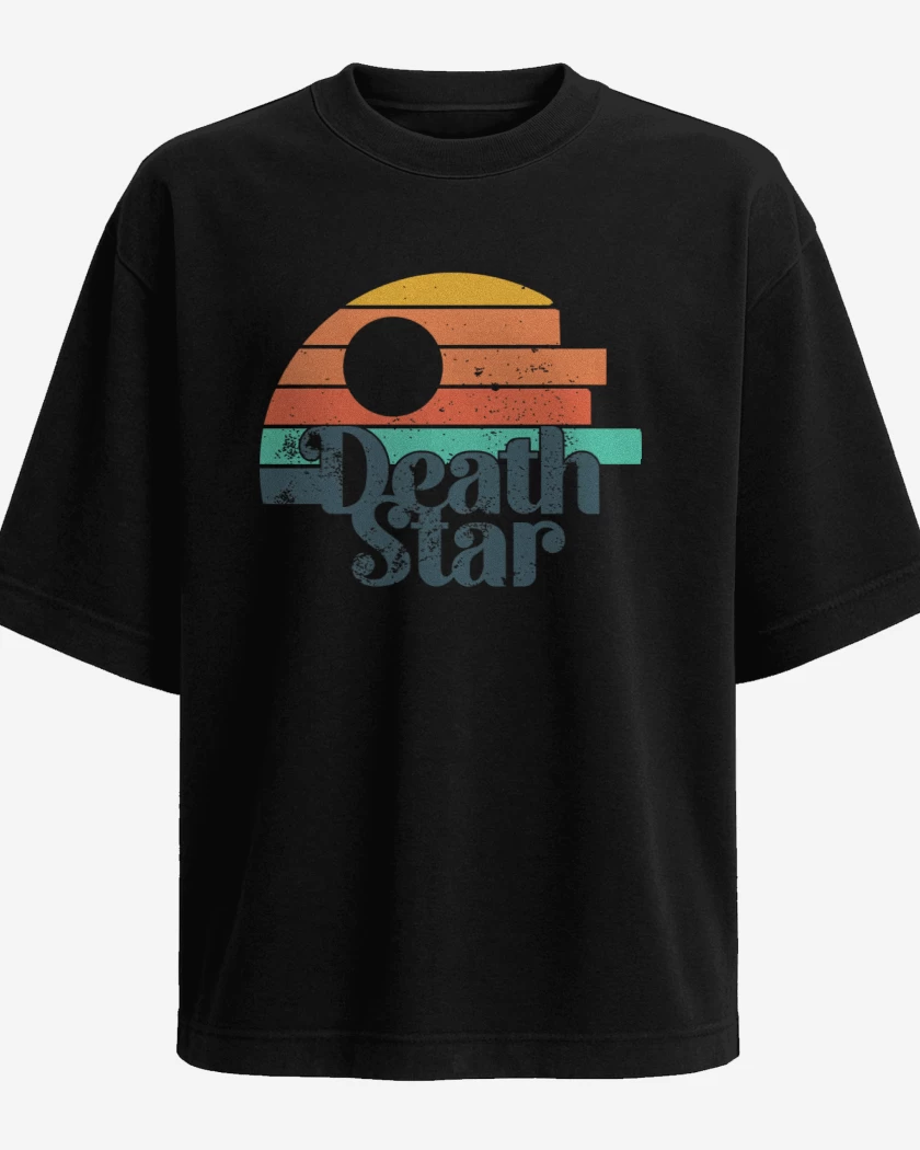Polera Oversize Negro de Death Star Retro