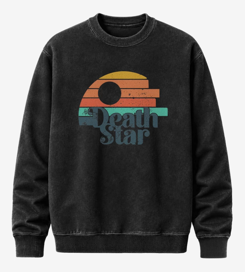 Poleron Polo Acid Wash Negro de Death Star Retro
