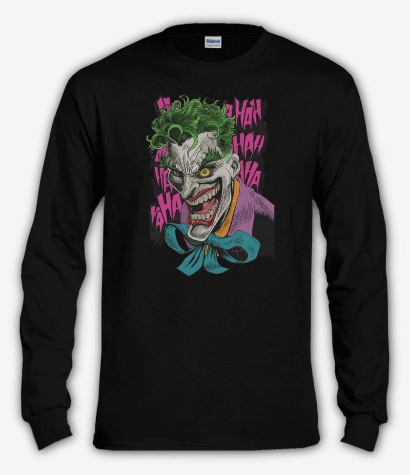 Polera manga larga Negro de Joker de la Risa