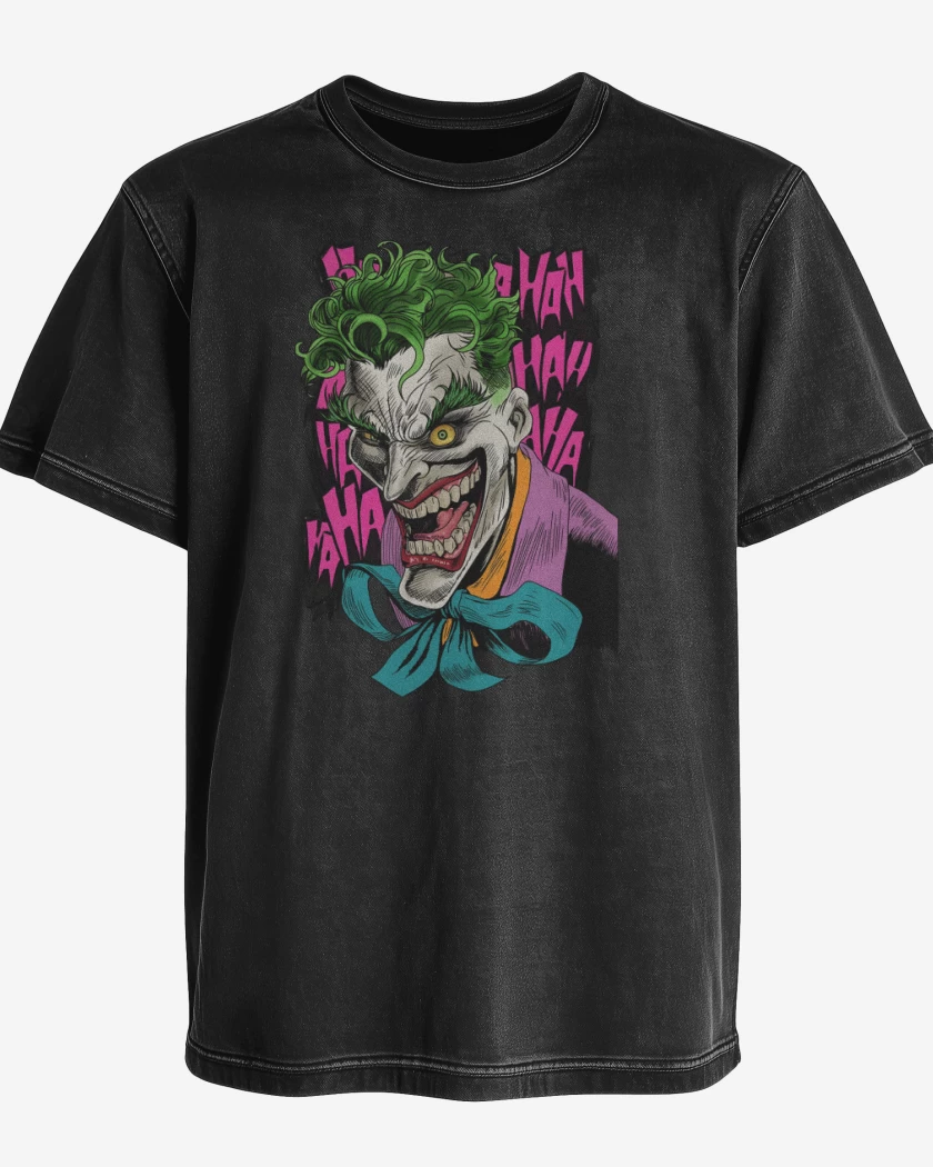 Polera desgastada Negro de Joker de la Risa
