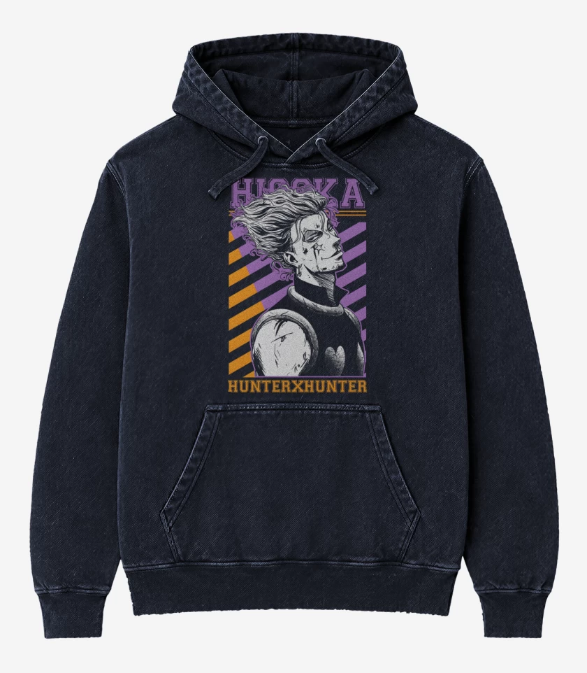 Poleron Canguro Acid Wash Azul Marino de Cazador Hisoka