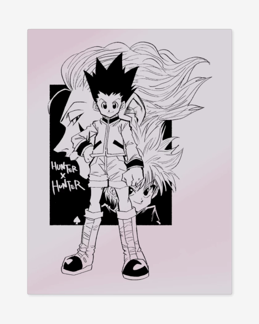 Print metalico Rosa Pastel de Gon x Kilua x Hisoka